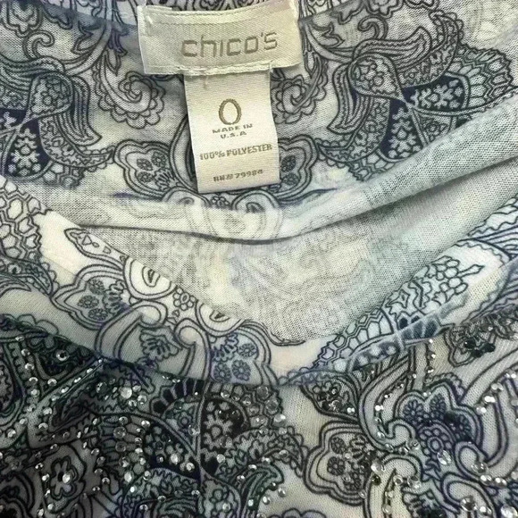 Paisley Print Women's Top in Blue and Green - Picture 4 of 4